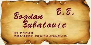 Bogdan Bubalović vizit kartica